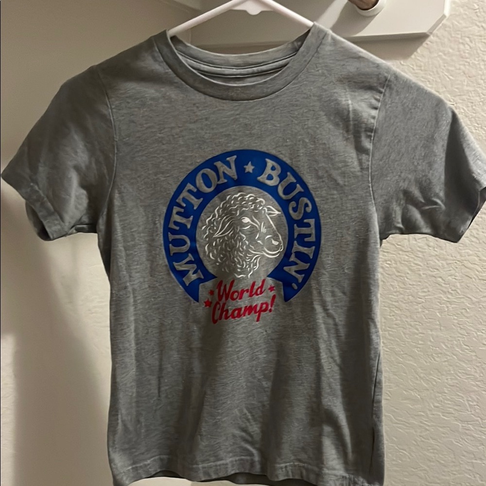 Mutton Bustin World Champ Rodeo Kids Grey T-Shirt